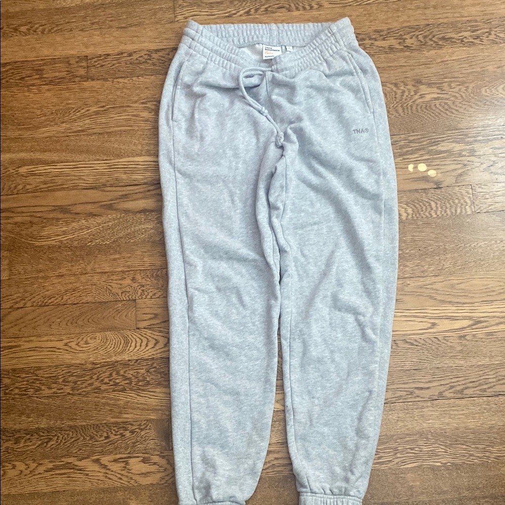 TNA aritzia heather Gray Terri fleece boyfriend oversize fit Sweatpants sz small